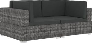 vidaXL siedziska narożne z poduszkami, 2 sztuki, polirattan, szare (47262) 2