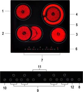 Płyta grzewcza vidaXL Ceramiczna płyta kuchenna, szkło EUROKERA 6000-7200 W 3