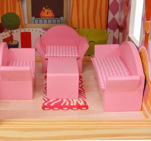 vidaXL 3-poziomowy domek dla lalek 60x30x90 cm, drewno (80175) 4