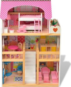 vidaXL 3-poziomowy domek dla lalek 60x30x90 cm, drewno (80175) 6
