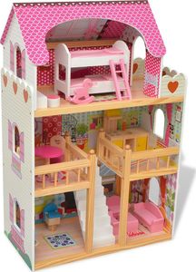 vidaXL 3-poziomowy domek dla lalek 60x30x90 cm, drewno (80175) 7