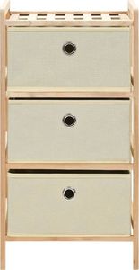 vidaXL Regał z 3 koszami z tkaniny, drewno cedrowe, beżowy 3