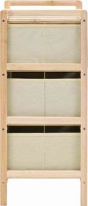 vidaXL Regał z 3 koszami z tkaniny, drewno cedrowe, beżowy 4