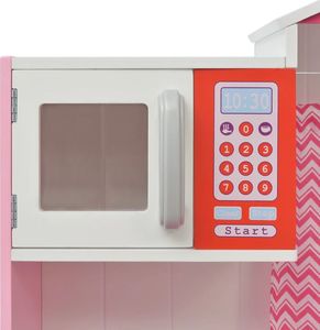 vidaXL Kuchnia zabawkowa 82x30x100 cm, drewno, różowo-biała 7