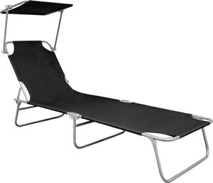 vidaXL składany leżak z zadaszeniem, czarny, aluminium (47770) 2