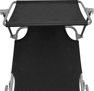 vidaXL składany leżak z zadaszeniem, czarny, aluminium (47770) 6