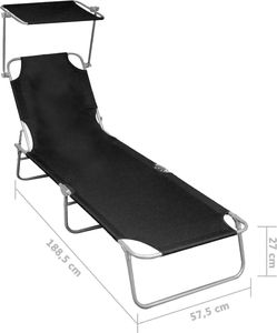 vidaXL składany leżak z zadaszeniem, czarny, aluminium (47770) 7
