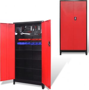 vidaXL Szafa narzędziowa, 2 drzwi, stal, 90x40x180 cm, czarno-czerwona 1