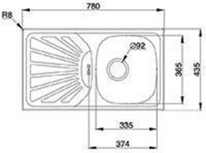 Zlewozmywak Pyramis  1-komorowy Fork z ociekaczem 78 x 43,5cm stalowy (10018120) 2
