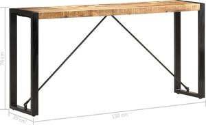 vidaXL Stolik typu konsola, 150 x 35 x 76 cm, lite drewno mango 5