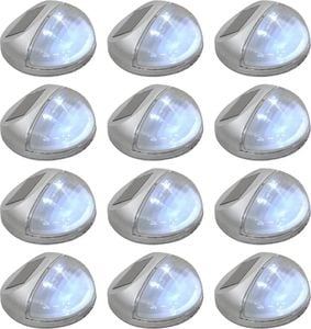Kinkiet vidaXL Ścienne lampy solarne LED na zewnątrz, 12 szt, okrągłe, srebrne 1