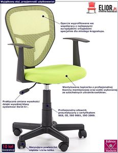 Krzesło biurowe Elior Fotel dla dziecka Oskar - zielony 2