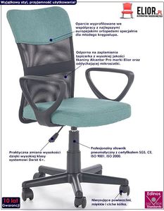 Krzesło biurowe Elior Chester Turkusowe 2