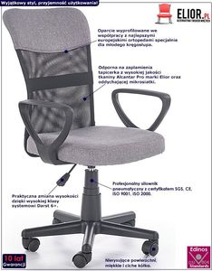 Krzesło biurowe Elior Chester Popielate 2