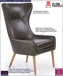 Elior Fotel uszak tapicerowany Vixen - ciemna zieleń 2