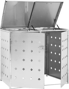 vidaXL Podwójna osłona na kosze na śmieci, 240 L, stal nierdzewna 4