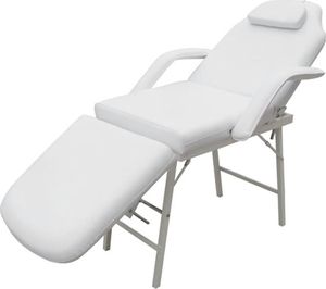 vidaXL Przenośny fotel kosmetyczny, ekoskóra, 185 x 78 x 76 cm, biały 1