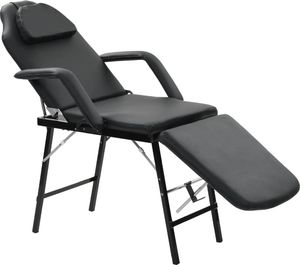 vidaXL Przenośny fotel kosmetyczny, ekoskóra, 185 x 78 x 76 cm, czarny 1