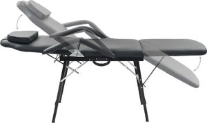 vidaXL Przenośny fotel kosmetyczny, ekoskóra, 185 x 78 x 76 cm, czarny 3