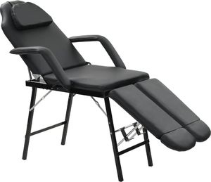 vidaXL Przenośny fotel kosmetyczny, ekoskóra, 185 x 78 x 76 cm, czarny 1