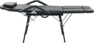 vidaXL Przenośny fotel kosmetyczny, ekoskóra, 185 x 78 x 76 cm, czarny 2