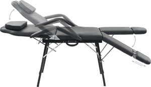 vidaXL Przenośny fotel kosmetyczny, ekoskóra, 185 x 78 x 76 cm, czarny 3