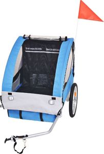 vidaXL Rowerowa przyczepka dla dzieci, szara i niebieska, 30 kg 2