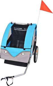 vidaXL Rowerowa przyczepka dla dzieci, szara i niebieska, 30 kg 2