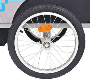 vidaXL Rowerowa przyczepka dla dzieci, szara i niebieska, 30 kg 4