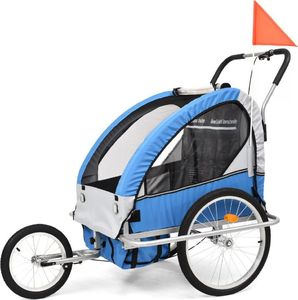 vidaXL Rowerowa przyczepka dla dzieci/wózek 2-w-1, niebieski i szary 1