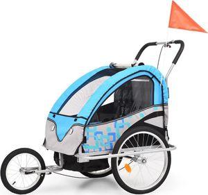 vidaXL Rowerowa przyczepka dla dzieci/wózek 2-w-1, niebiesko-szary 1