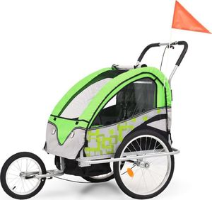 vidaXL Rowerowa przyczepka dla dzieci/wózek 2-w-1, zielono-szara 1