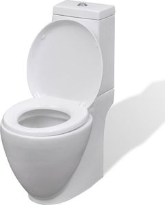 Zestaw kompaktowy WC vidaXL Ceramiczna toaleta ze spłuczką okrągła biała (141135) 1