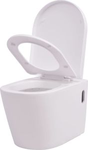 Zestaw podtynkowy vidaXL Podwieszana toaleta ceramiczna ze spłuczką biała (274669) 5