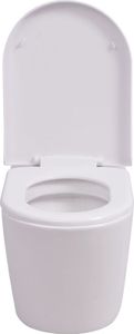 Zestaw podtynkowy vidaXL Podwieszana toaleta ceramiczna ze spłuczką biała (274669) 7
