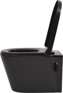 Zestaw podtynkowy vidaXL Podwieszana toaleta ceramiczna ze spłuczką, czarna 6