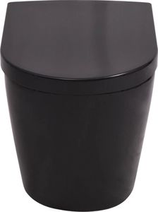 Zestaw podtynkowy vidaXL Podwieszana toaleta ceramiczna ze spłuczką, czarna 8