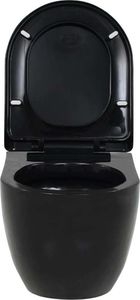 Zestaw podtynkowy vidaXL Podwieszana toaleta ceramiczna ze spłuczką, czarna 7