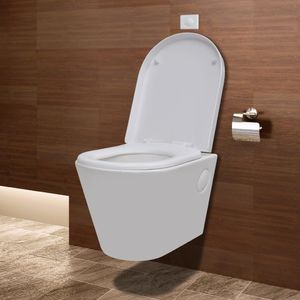 Miska WC vidaXL Podwieszana, biała muszla klozetowa + spłuczka 1