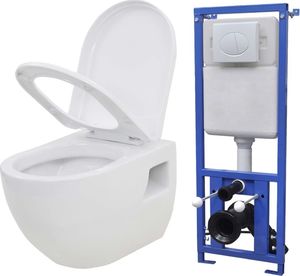 Zestaw podtynkowy vidaXL Toaleta podwieszana ze spłuczką podtynkowa ceramiczna biała 1