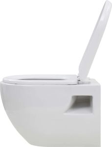 Zestaw podtynkowy vidaXL Toaleta podwieszana ze spłuczką podtynkowa ceramiczna biała 7