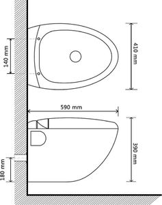 Miska WC vidaXL Toaleta wisząca w formie jaja, czarna 5