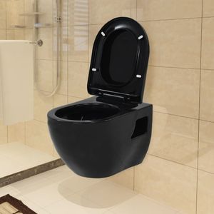 Miska WC vidaXL Toaleta wisząca, ceramiczna, czarna 2