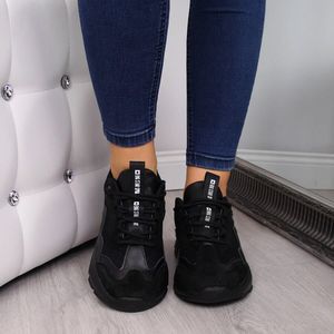 Big Star Sneakersy damskie na koturnie czarne Big Star FF274959 40 3