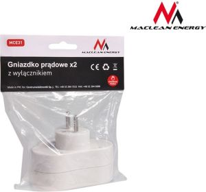 Maclean Gniazdo prądowe x2 MCE31 z wyłącznikiem 3