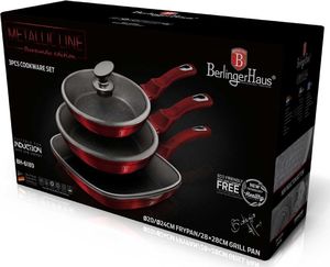 Patelnia Berlinger Haus zestaw Metallic Line Burgundy Edition 20 24 28cm 6