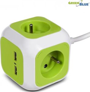 GreenBlue MagicCube poczwórne gniazdko prądowe, 2 wejścia usb 1,4m GreenBlue GB118G wersja niemiecka 1