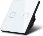Maclean Dotykowy włącznik światła, podwójny, szklany, biały z kwadratowym przyciskiem Maclean Energy MCE703W, wymiary 86x86mm, z podświe 1