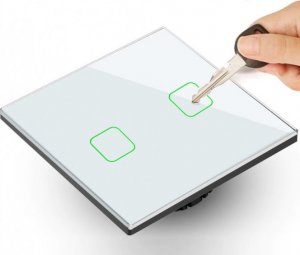 Maclean Dotykowy włącznik światła, podwójny, szklany, biały z kwadratowym przyciskiem, 86x86mm (MCE703W) 3