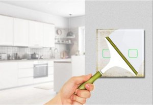 Maclean Dotykowy włącznik światła, podwójny, szklany, biały z kwadratowym przyciskiem, 86x86mm (MCE703W) 4